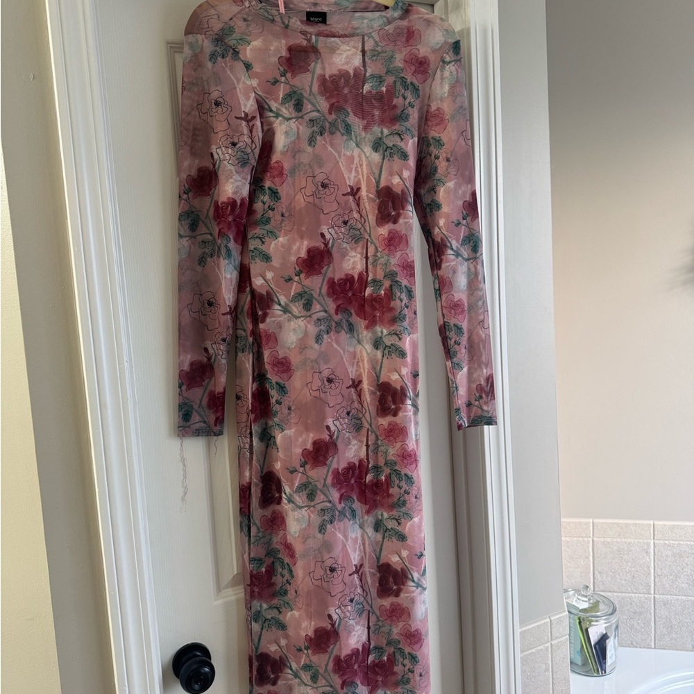 Floral Pink Long Sleeve Dress